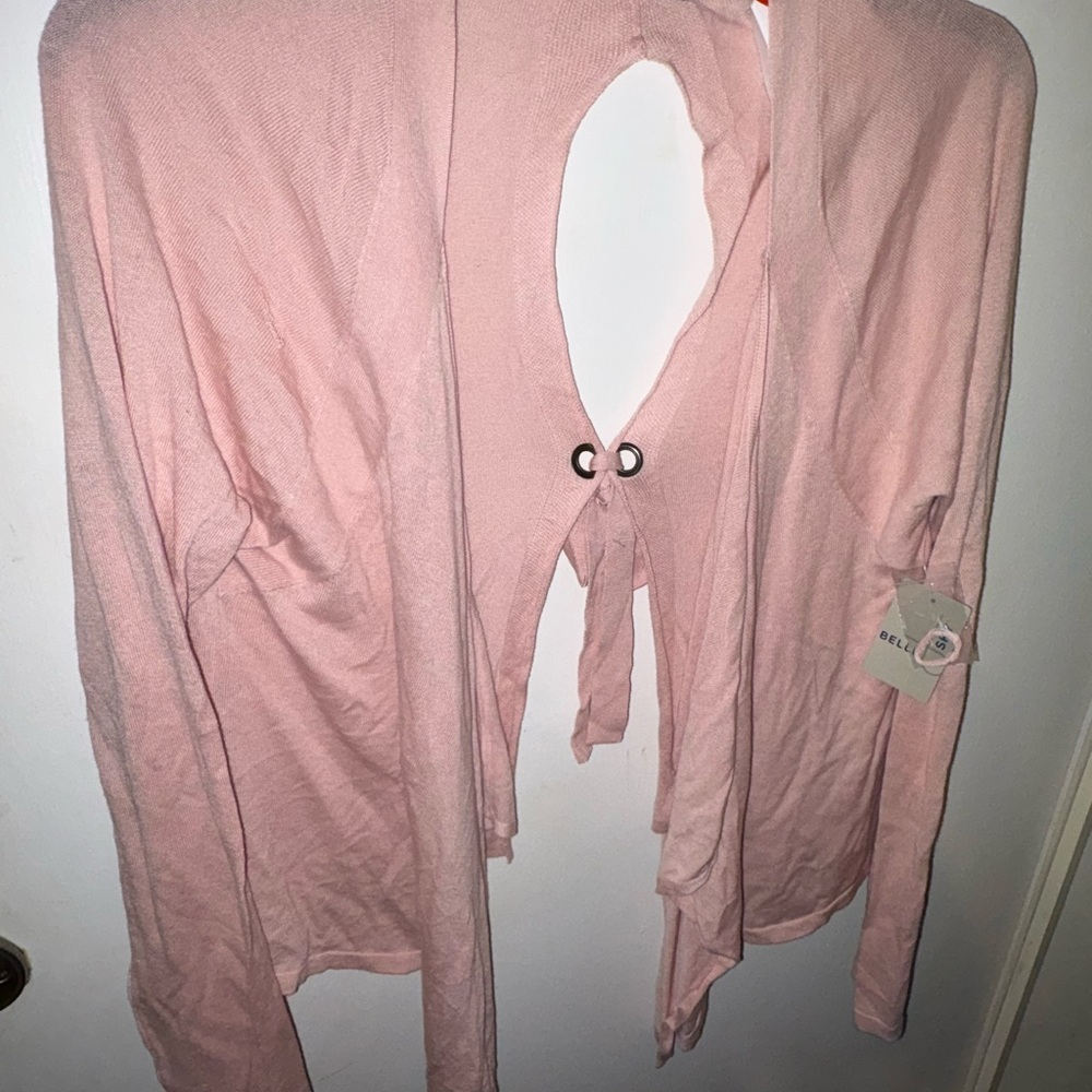 Pink Open-Front Cardigan